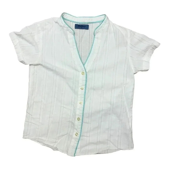 Paris Blues White Pajama Set with Blue Trim-Size Small - Picture 2 of 11